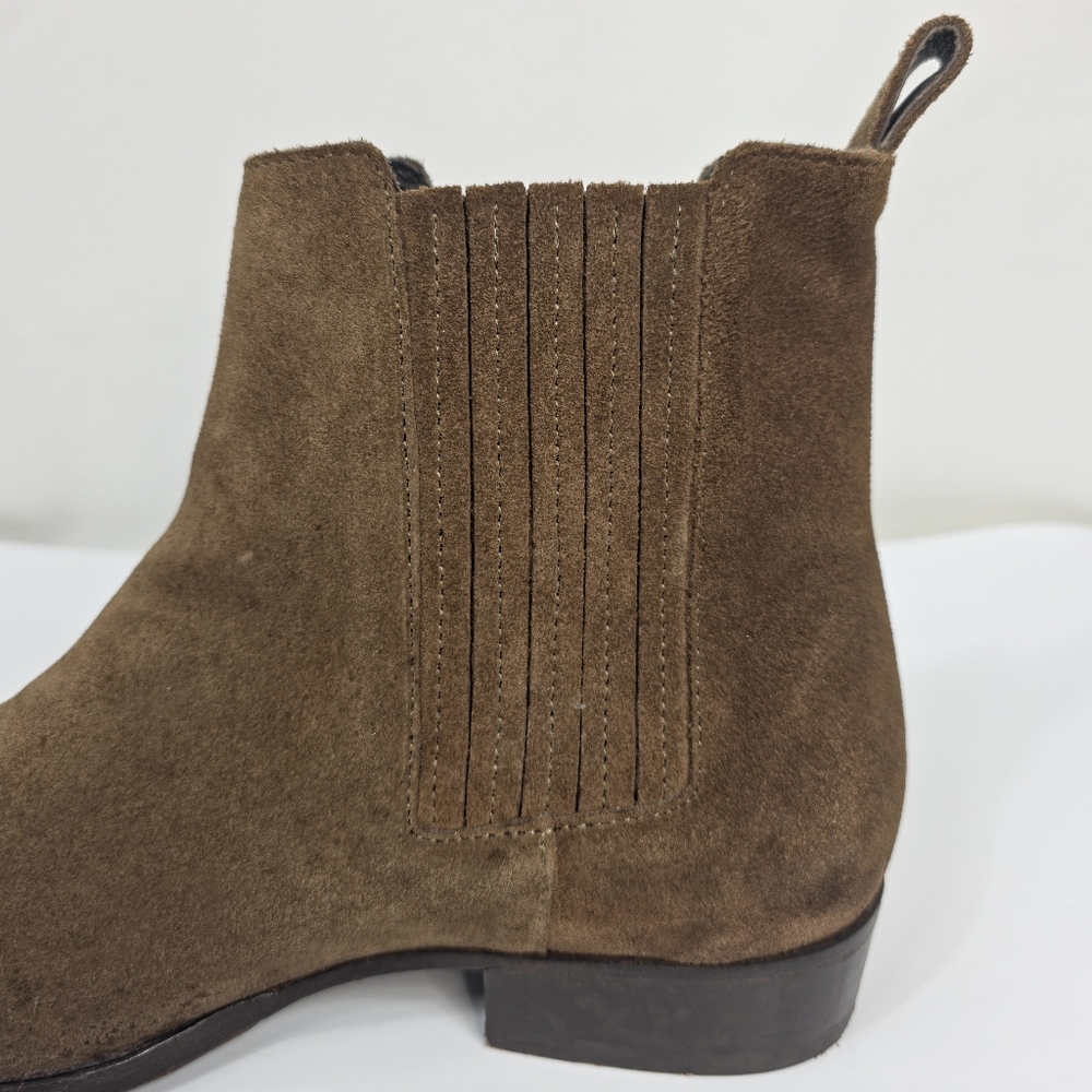 AllSaints Suede Chelsea Boots Tan Elastic Panel Pull On Size 44 US 11 - Picture 12 of 15